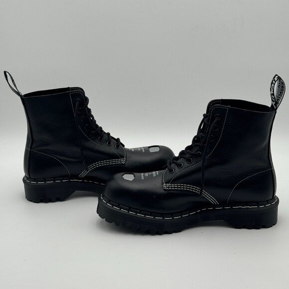 New Dr. Martens 1460 Pascal St Exposed Steel Toe Leather Boots Lace Up Combat 8 - Picture 11 of 12